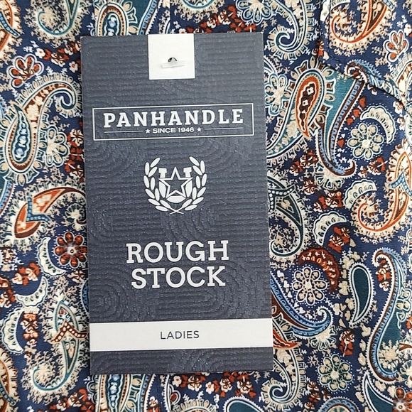 Panhandle Women's Rough Stock By Paisley Blue Long Sleeve Snap Western Shirt - Picture 5 of 8